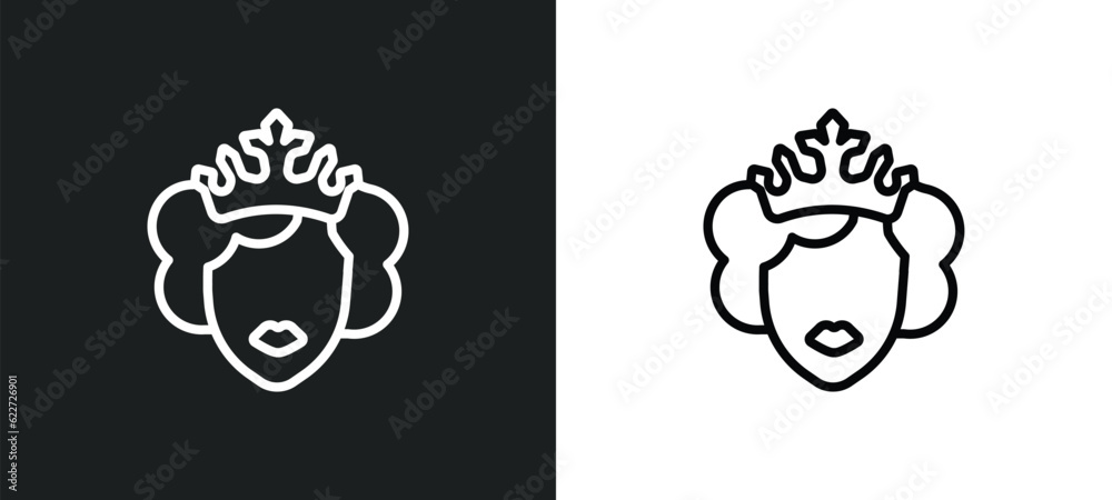 queen outline icon in white and black colors. queen flat vector icon from fairy tale collection for web, mobile apps and ui.