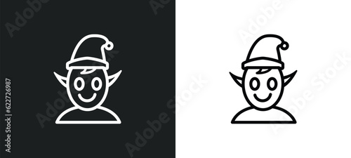 elf outline icon in white and black colors. elf flat vector icon from fairy tale collection for web, mobile apps and ui.