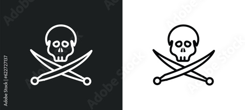 jolly roger outline icon in white and black colors. jolly roger flat vector icon from fairy tale collection for web, mobile apps and ui.