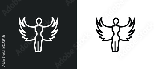 Tableau sur toile harpy outline icon in white and black colors