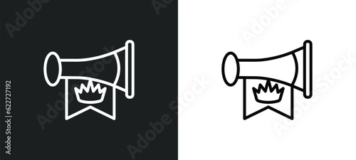 fanfare outline icon in white and black colors. fanfare flat vector icon from fairy tale collection for web, mobile apps and ui.