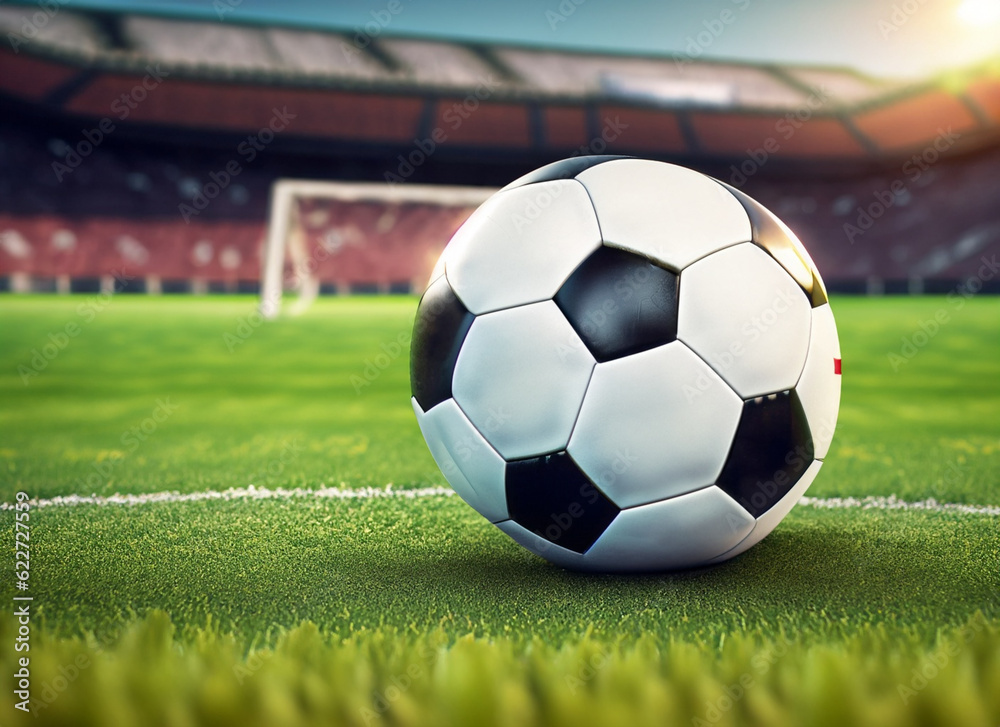 Fototapeta premium soccer ball on grass