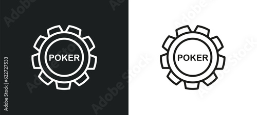 poker chip outline icon in white and black colors. poker chip flat vector icon from arcade collection for web, mobile apps and ui.