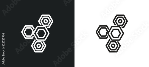 game with hexagons outline icon in white and black colors. game with hexagons flat vector icon from entertainment collection for web, mobile apps and ui.