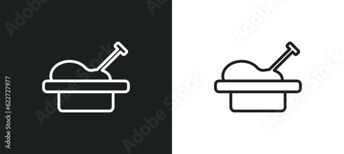 sandbox outline icon in white and black colors. sandbox flat vector icon from entertainment collection for web, mobile apps and ui.