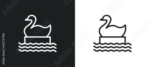 swan boat outline icon in white and black colors. swan boat flat vector icon from entertainment collection for web, mobile apps and ui.