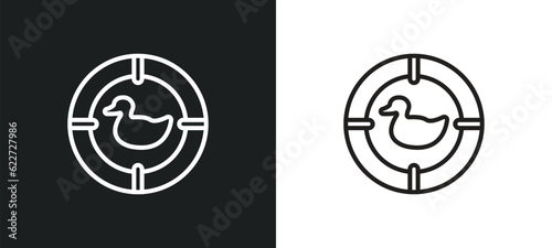 shoot duck outline icon in white and black colors. shoot duck flat vector icon from entertainment collection for web, mobile apps and ui.
