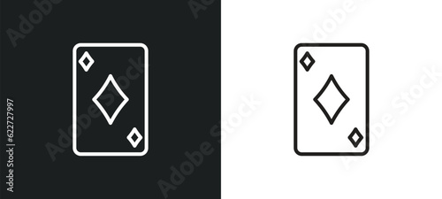 diamond ace outline icon in white and black colors. diamond ace flat vector icon from entertainment collection for web, mobile apps and ui.