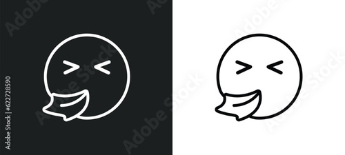 sneezing emoji outline icon in white and black colors. sneezing emoji flat vector icon from emoji collection for web, mobile apps and ui.