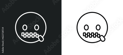 secret emoji outline icon in white and black colors. secret emoji flat vector icon from emoji collection for web, mobile apps and ui.