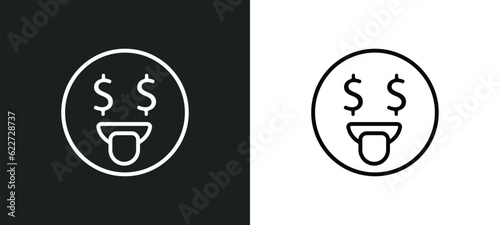 rich emoji outline icon in white and black colors. rich emoji flat vector icon from emoji collection for web, mobile apps and ui.