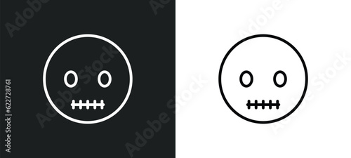 quiet emoji outline icon in white and black colors. quiet emoji flat vector icon from emoji collection for web, mobile apps and ui.
