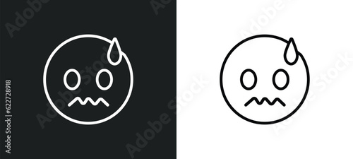 nervous emoji outline icon in white and black colors. nervous emoji flat vector icon from emoji collection for web, mobile apps and ui.