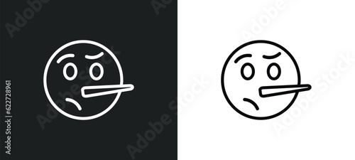 lying emoji outline icon in white and black colors. lying emoji flat vector icon from emoji collection for web, mobile apps and ui.