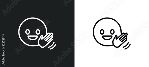 hello emoji outline icon in white and black colors. hello emoji flat vector icon from emoji collection for web, mobile apps and ui.