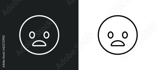 frowning with open mouth emoji outline icon in white and black colors. frowning with open mouth emoji flat vector icon from emoji collection for web, mobile apps and ui.