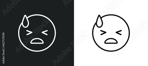 desperate emoji outline icon in white and black colors. desperate emoji flat vector icon from emoji collection for web, mobile apps and ui.