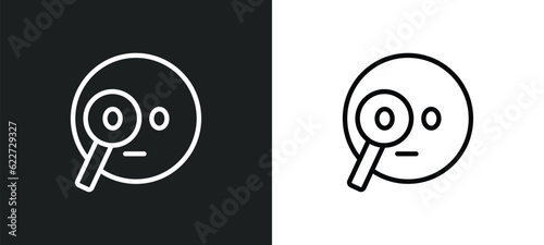curious emoji outline icon in white and black colors. curious emoji flat vector icon from emoji collection for web, mobile apps and ui.