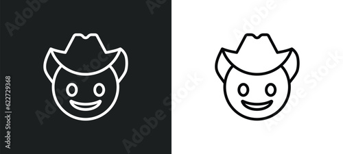 cowboy hat emoji outline icon in white and black colors. cowboy hat emoji flat vector icon from emoji collection for web, mobile apps and ui. photo