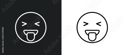 crazy emoji outline icon in white and black colors. crazy emoji flat vector icon from emoji collection for web, mobile apps and ui.