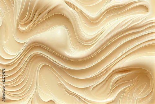 Fotobehang Melted Caramel Texture, Ice Cream Waves, Smooth Icecream Background, Silky Flowi