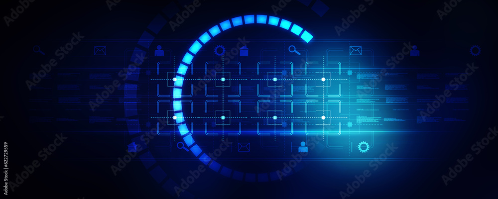 Fototapeta premium 2d illustration Abstract futuristic electronic circuit technology background 