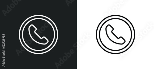 phone receiver outline icon in white and black colors. phone receiver flat vector icon from electronic stuff fill collection for web, mobile apps and ui.