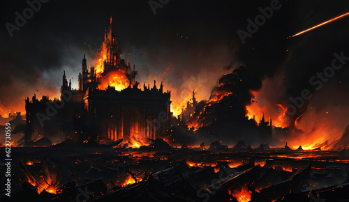 爆発する建物 暗闇 イラスト 背景 夜 火花 火の粉 炎