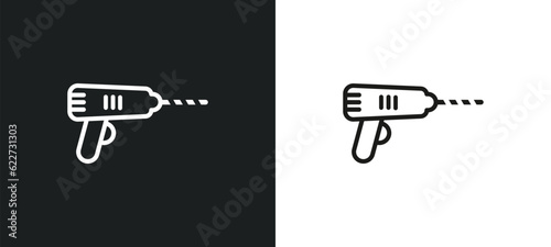 driller outline icon in white and black colors. driller flat vector icon from electrian connections collection for web, mobile apps and ui.