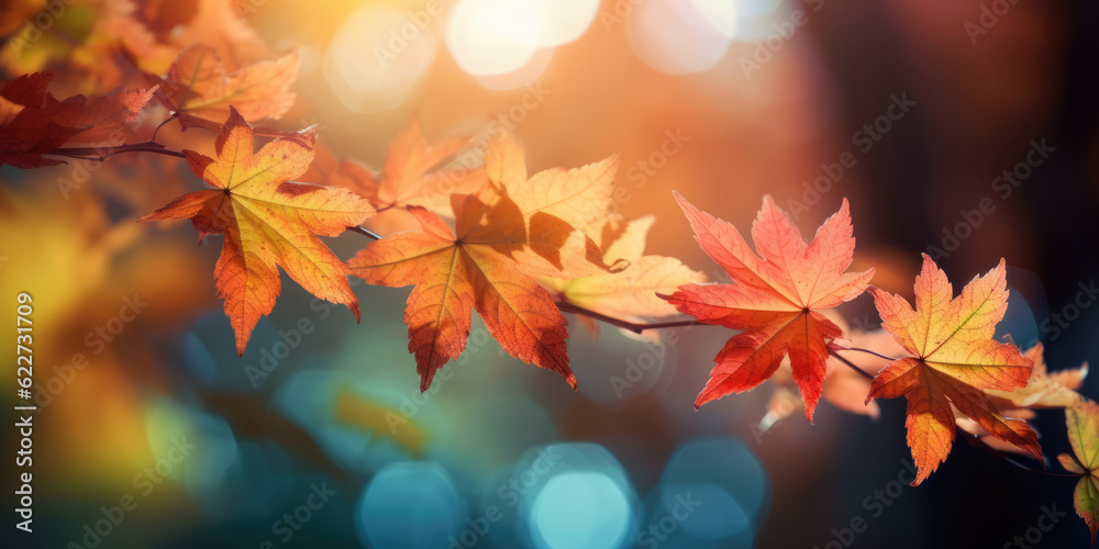 Autumn Maple Leaves. Abstract autumn background. Generative ai illustration