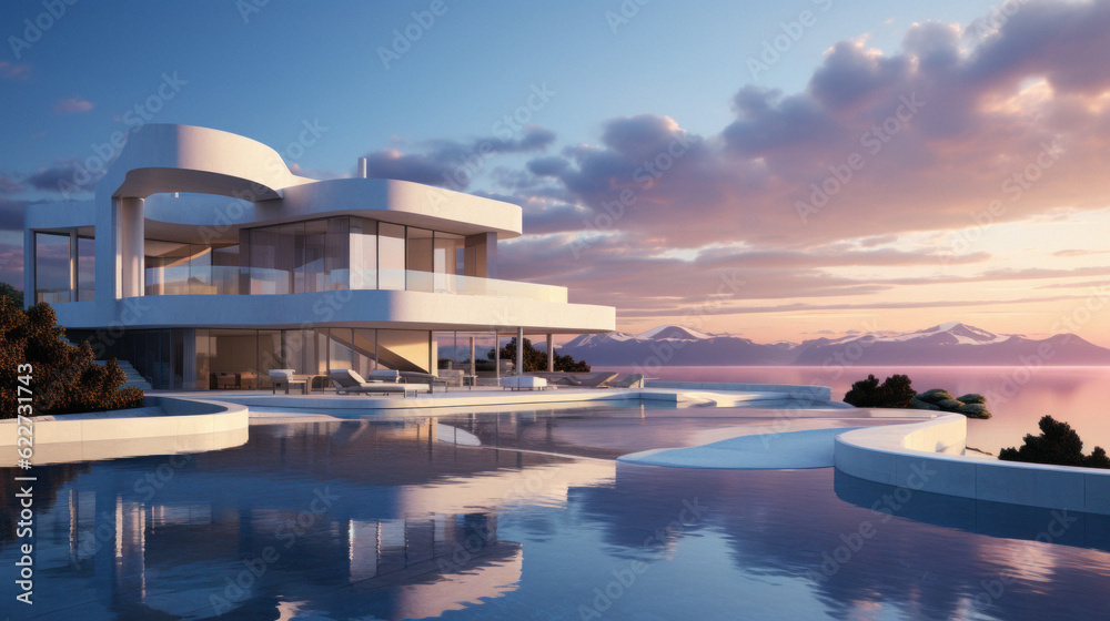 Fototapeta premium luxurious home beside the sea