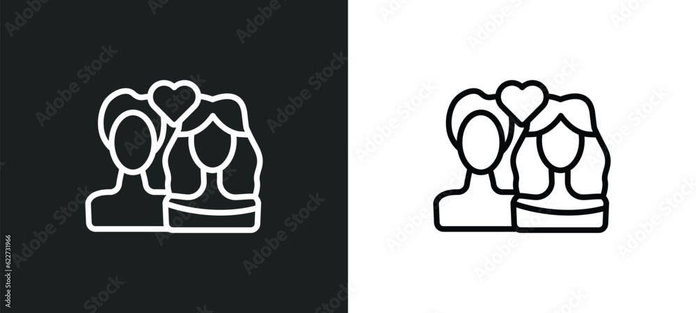 romeo and juliet outline icon in white and black colors. romeo and juliet flat vector icon from literature collection for web, mobile apps ui. - obrazy, fototapety, plakaty 