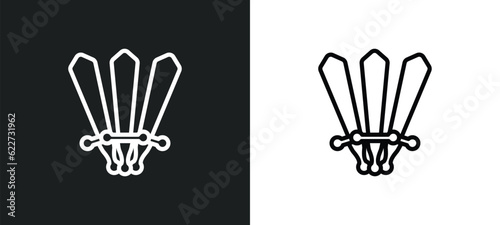 three musketeers outline icon in white and black colors. three musketeers flat vector icon from literature collection for web, mobile apps and ui.
