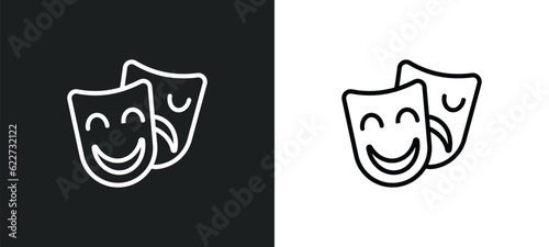 theater outline icon in white and black colors. theater flat vector icon from graduation and education collection for web, mobile apps and ui.