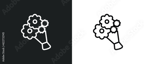 bouquet outline icon in white and black colors. bouquet flat vector icon from graduation and education collection for web, mobile apps and ui.