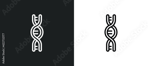 dna outline icon in white and black colors. dna flat vector icon from education collection for web, mobile apps and ui.