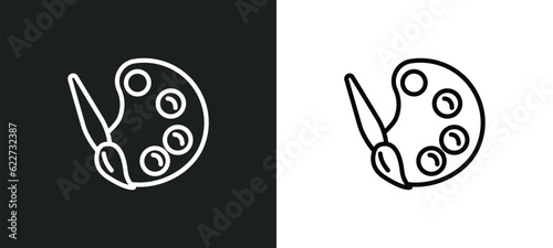 paint palette outline icon in white and black colors. paint palette flat vector icon from education collection for web, mobile apps and ui.