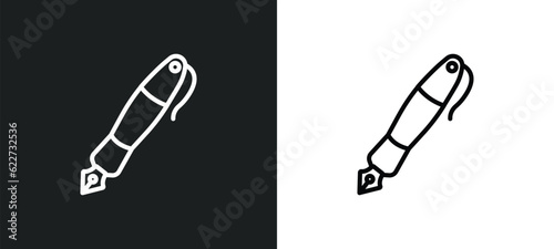pen outline icon in white and black colors. pen flat vector icon from education collection for web, mobile apps and ui.