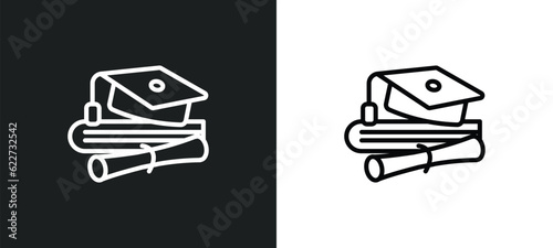 graduate outline icon in white and black colors. graduate flat vector icon from education collection for web, mobile apps and ui.