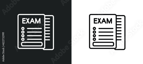 exams outline icon in white and black colors. exams flat vector icon from education collection for web, mobile apps and ui.