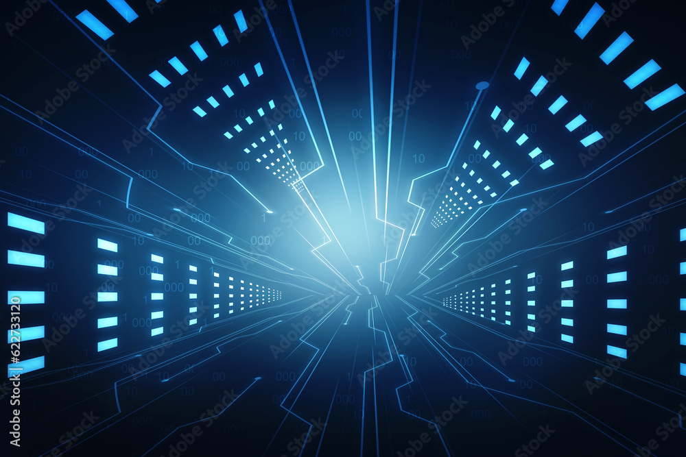 Obraz premium 2d illustration Abstract futuristic electronic circuit technology background 