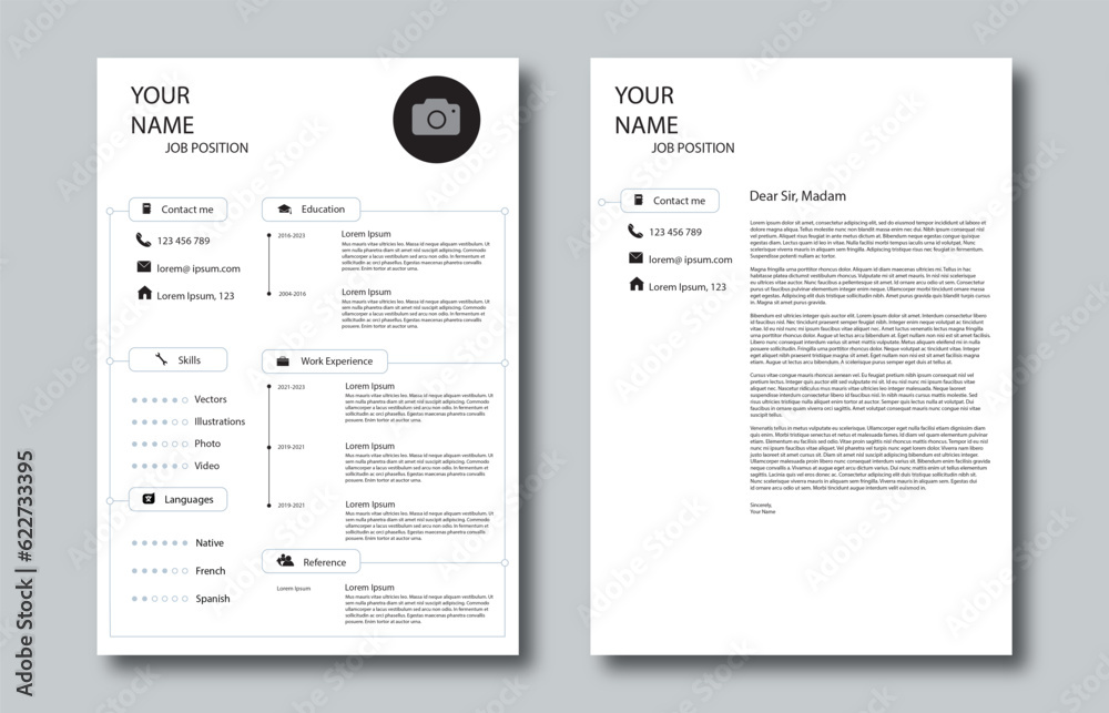 CV Resume and Cover Letter for job application. Minimalist CV Resume and Cover letter CV Resume and Cover Letter for job application. Minimalist CV Resume and Cover letter