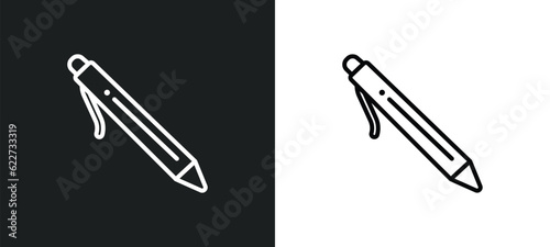ballpoint pen outline icon in white and black colors. ballpoint pen flat vector icon from education collection for web, mobile apps and ui.