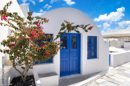 Greece, Greek Islands cruise, scenic panoramic sea views from top outlook of Oia.