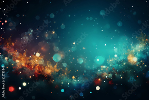 christmas golden and blue glowing background