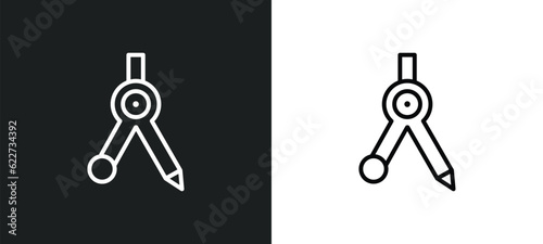 calipers outline icon in white and black colors. calipers flat vector icon from edit tools collection for web, mobile apps and ui.