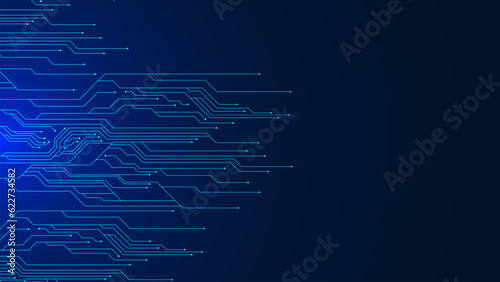 Abstract modern technology with electronic circuit board texture background. Big data visualization, futuristic computer technology concept design.