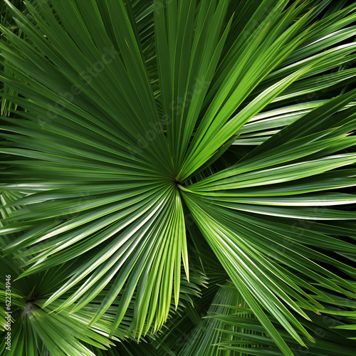 dark green large palm leaves  tropical foliage plant growing wild