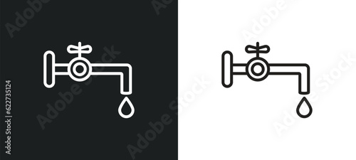 water tap outline icon in white and black colors. water tap flat vector icon from ecology collection for web, mobile apps and ui.