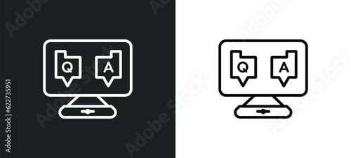 qa outline icon in white and black colors. qa flat vector icon from online learning collection for web, mobile apps and ui.